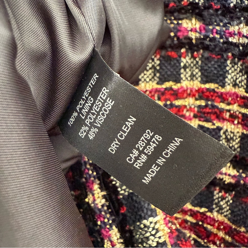 House of Harlow 1960 Boucle Dress Black Red Gold StrapS Preppy‎ Academia NEW - Picture 9 of 16